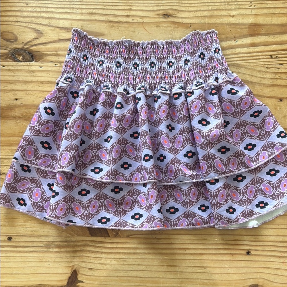Pink and White Smocked Mini Skater Skirt